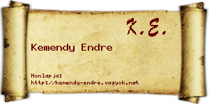 Kemendy Endre névjegykártya